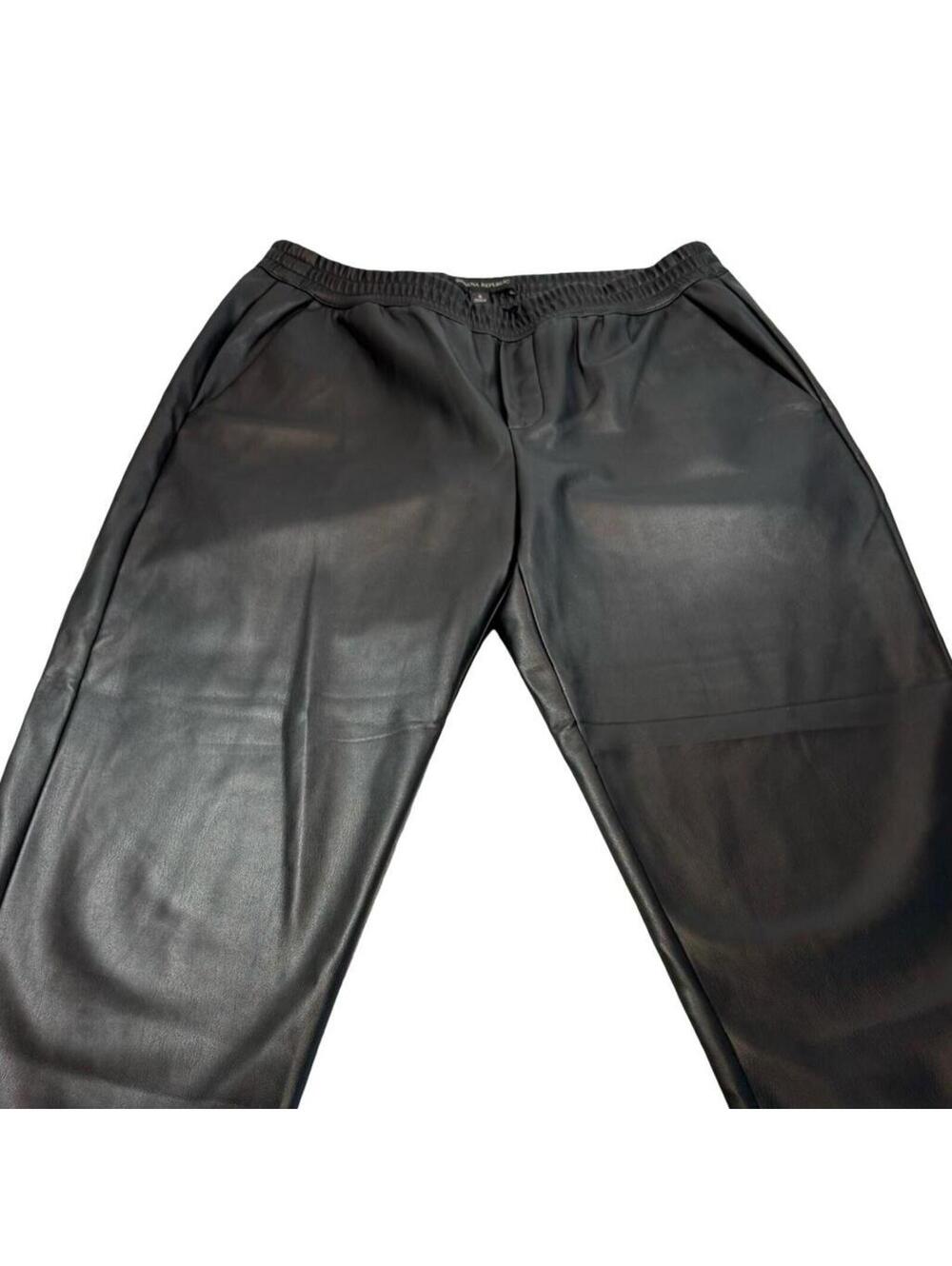 Banana Republic Black Faux Leather Pleated Dress Pants Size S
